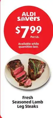 Aldi Fresh Seasoned Lamb Leg Steaks offer