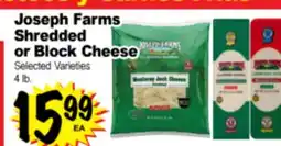 Superior Grocers Joseph Farms Shredded or Block Cheese offer