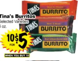 Superior Grocers Tina's Burritos offer