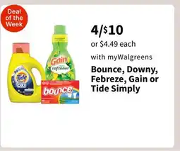 Walgreens Bounce, Downy, Febreze, Gain or Tide Simply offer