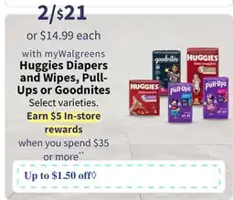 Walgreens Huggies Diapers and Wipes, Pull-Ups or Goodnites offer