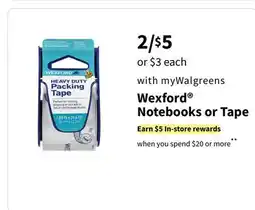 Walgreens Wexford Notebooks or Tape offer