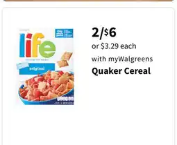 Walgreens Quaker Cereal offer