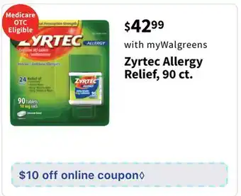 Walgreens Zyrtec Allergy Relief offer