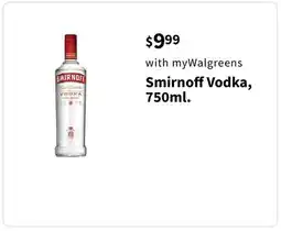 Walgreens Smirnoff Vodka, 750ml offer