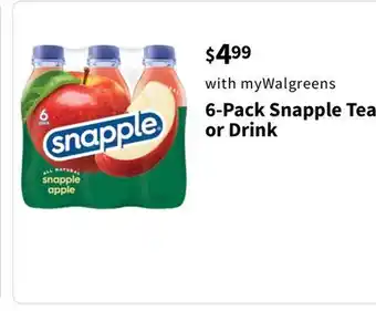 Walgreens 6-Pack Snapple Tea or Drink offer