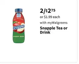 Walgreens Snapple Tea or Drink offer