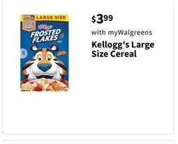 Walgreens Kellogg's Large Size Cereal offer