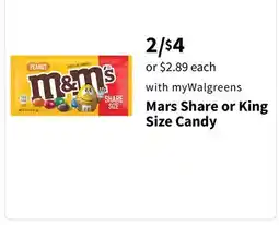 Walgreens Mars Share or King Size Candy offer