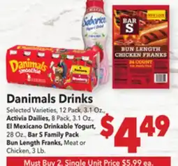 Vallarta Supermarkets Danimals Drinks offer