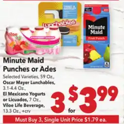 Vallarta Supermarkets Minute Maid Punches or Ades offer