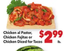 Vallarta Supermarkets Chicken al Pastor, Chicken Fajitas or Chicken Diced for Tacos offer