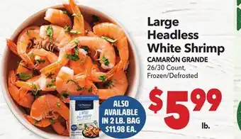 Vallarta Supermarkets Large Headless White Shrimp / CAMARÓN GRANDE offer