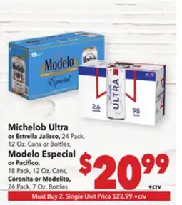 Vallarta Supermarkets Michelob Ultra or Estrella Jalisco offer