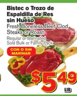 El Super Fresh Boneless Beef Clod Steaks or Roast Steaks offer