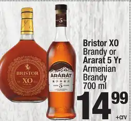 Super King Markets Bristor XO Brandy or Ararat 5 Yr Armenian Brandy offer