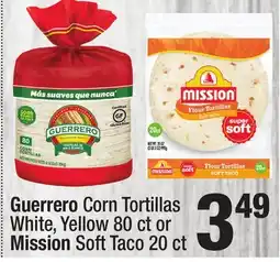 Super King Markets Guerrero Corn Tortillas White, Yellow 80 ct or Mission Soft Taco 20 ct offer