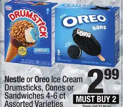 Super King Markets Nestle or Oreo Ice Cream Drumsticks, Cones or Sandwiches offer
