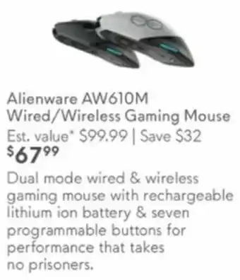 Dell Alienware AW610M Wired/Wireless Gaming Mouse offer