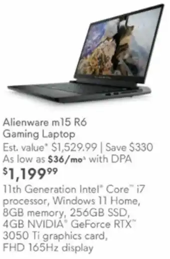Dell Alienware M15 R6 Gaming Laptop offer