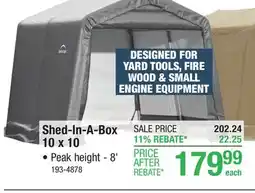 Menards ShelterLogic Peak Shed-in-a-Box 10 x 10 x 8 Gray Fabric Carport Shelter offer