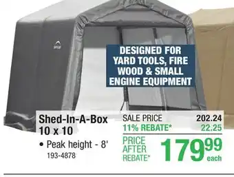 Menards ShelterLogic Peak Shed-in-a-Box 10 x 10 x 8 Gray Fabric Carport Shelter offer