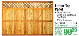 Menards 5' 4 x 8 Cedar Diamond Lattice Top Wood Fence Panel offer