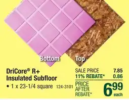 Menards DRICORE R+ 1 x 23-1/4 x 23-1/4 Insulated Subfloor Panel offer