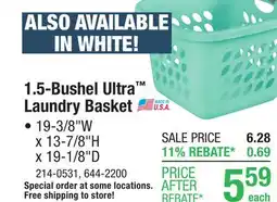Menards Sterilite Ultra 1.5 Bushel Aqua Laundry Basket offer