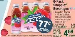 Menards Zero Sugar Snapple Half 'n Half Lemonade and Iced Tea - 6 Pack offer