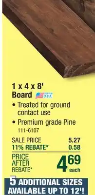 Menards AC2 1 x 4 x 8' Ground Contact CedarTone Premium Pressure Treated Board offer