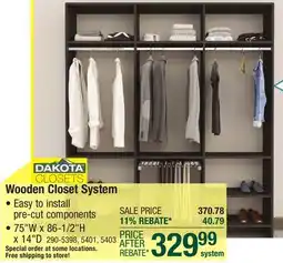 Menards Dakota Closets 75W x 86-1/2H x 14D Charcoal Wooden Closet System offer