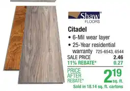 Menards Shaw Citadel Lakeshore Hickory 5.91 x 36.84 Floating Luxury Vinyl Plank Flooring (18.14 sq.ft/ctn) offer