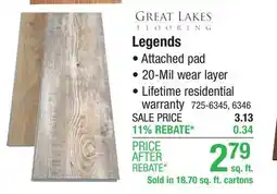 Menards Great Lakes Legends Series Hickory Natural 7 x 48 x 4.5mm Floating Luxury Vinyl Plank Flooring (18.70 sq.ft/ctn) offer