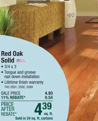 Menards Great Lakes Wood Floors Natural Red Oak 3/4 x 3 Solid Hardwood Flooring (24 sq.ft/ctn) offer