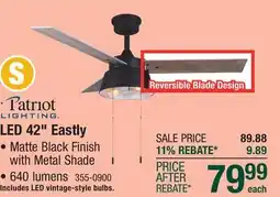 Menards Patriot Lighting 42 Eastly Matte Black LED Indoor Ceiling Fan offer