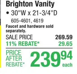 Menards MagickWoods Elements Brighton 30W x 21-3/4D Dark Chocolate Bathroom Vanity Cabinet offer