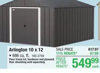 Menards Arrow Arlington 10 x 12 Steel Outdoor Storage Shed offer