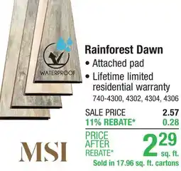 Menards MS International Rainforest Dawn Aged Hickory 7-3/4 x 47-7/8 Waterproof Attached Pad Laminate Flooring (17.92 sq.ft/ctn) offer
