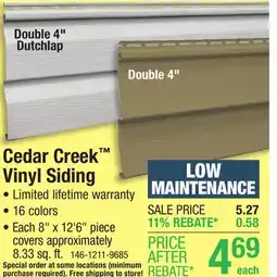 Menards Cedar Creek Vinyl Siding offer