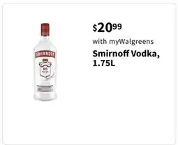 Walgreens Smirnoff Vodka, 1.75L offer