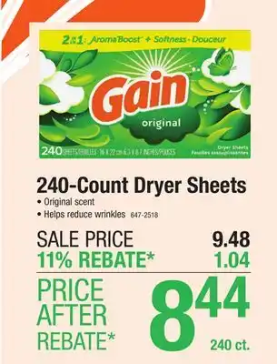 Menards Gain Original Dryer Sheets - 240 Count offer