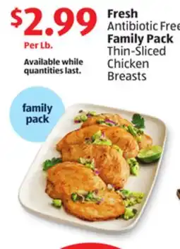 Aldi Fresh Antibiotic Free Family Pack Thin-Sliced Chicken Breasts offer