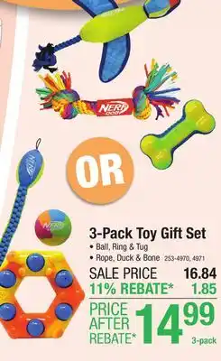Menards Nerf Dog Fetch-Squeak-Tug Dog Toy Value Set - 3 pack offer