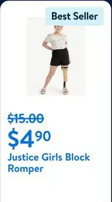 Walmart Justice Girls Block Romper offer
