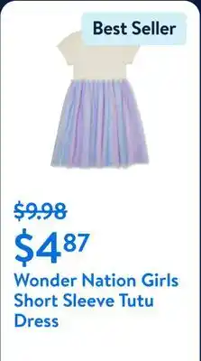 Walmart Wonder Nation Girls Short Sleeve Tutu Dress offer