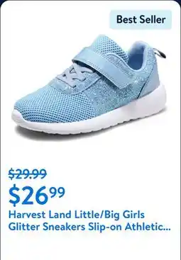 Walmart Harvest Land Little/Big Girls Glitter Sneakers Slip-on Athletic Tennis Shoes offer