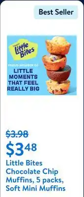 Walmart Little Bites Chocolate Chip Muffins, 5 packs, Soft Mini Muffins offer