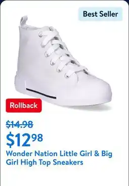 Walmart Wonder Nation Little Girl & Big Girl High Top Sneakers offer