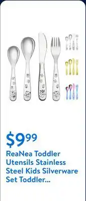 Walmart ReaNea Toddler Utensils Stainless Steel Kids Silverware Set Toddler Forks, Baby Spoons and Knife offer